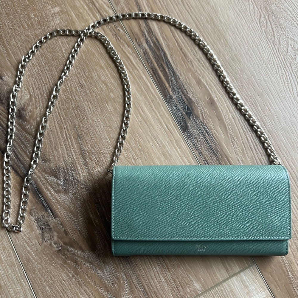 CELINE Grained Calfskin Long Flap Wallet on chain WOC